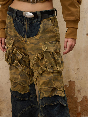 Personsoul Splicing Denim Jeans