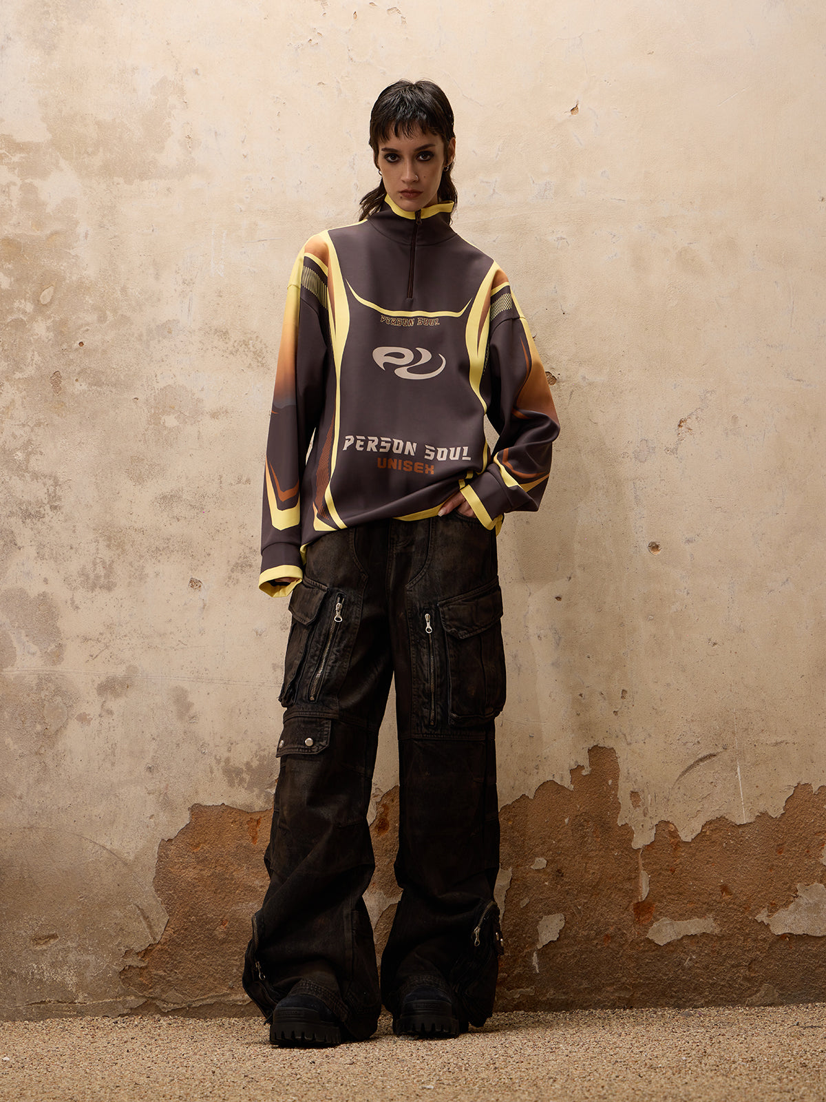PERSONSOUL スプリット スリーブ レーシング T シャツ Personsoul 