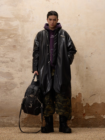 Personsoul Mid Faux-Leather Coat