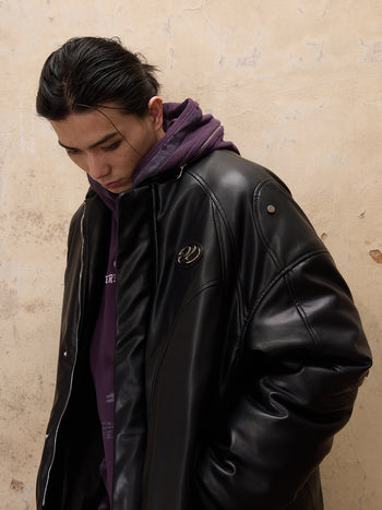 Personsoul Mid Faux-Leather Coat