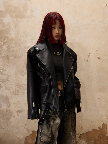 Personsoul Racing Faux-Leather Jacket