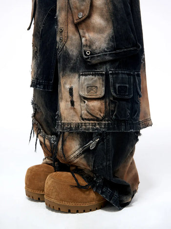 Personsoul Armor Faux Skirt Mud Dye Cargo Pants
