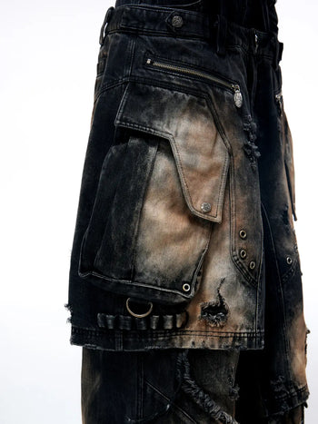 Personsoul Armor Faux Skirt Mud Dye Cargo Pants