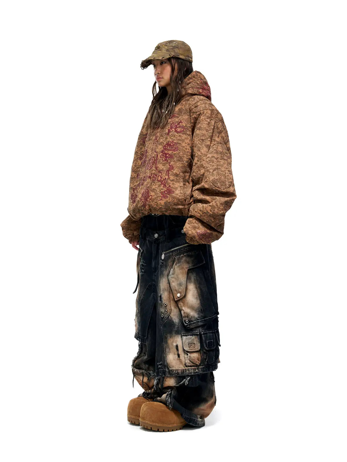 Personsoul Armor Faux Skirt Mud Dye Cargo Pants
