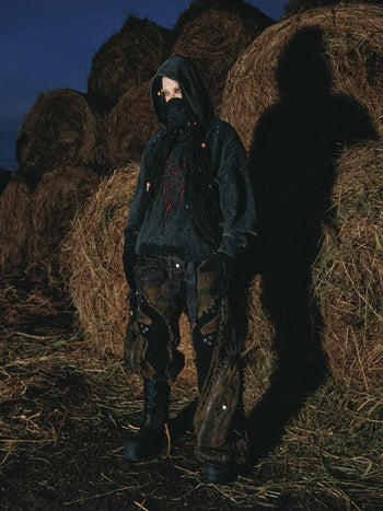 Personsoul Camo Patchwork Bootcut Jeans