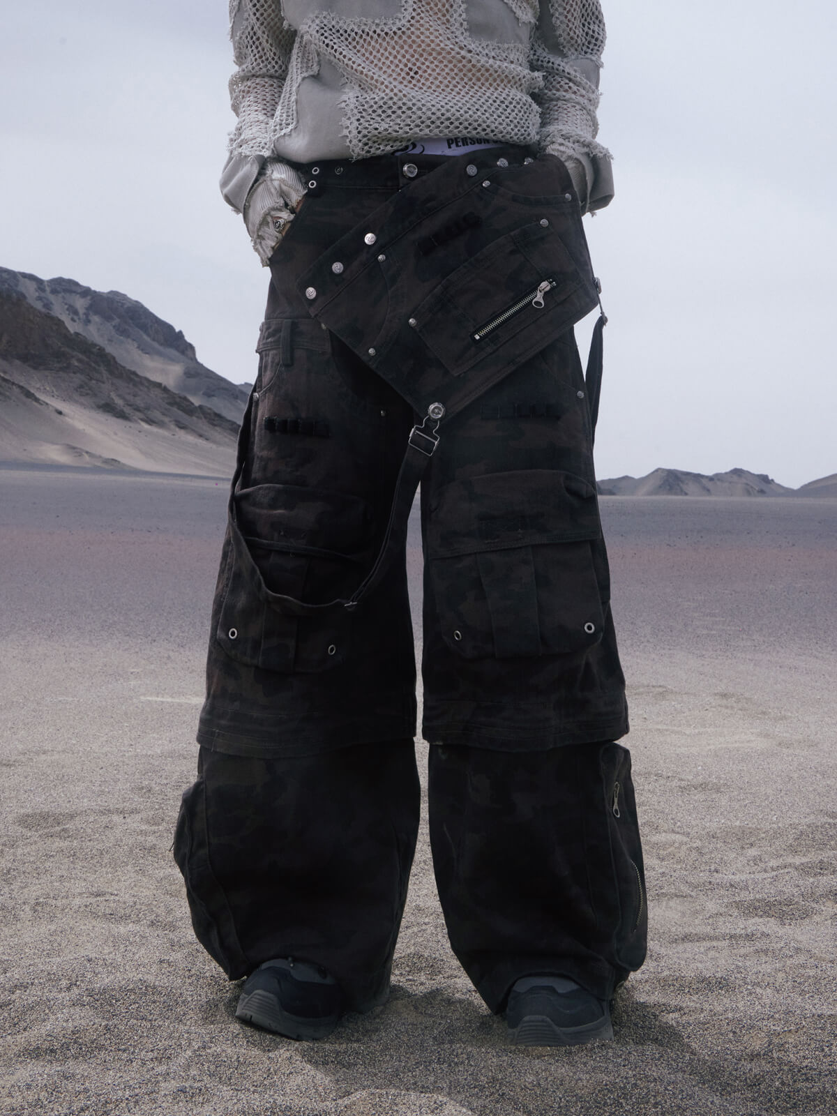 Personsoul Camouflage Overalls with Zip-Off Legs
