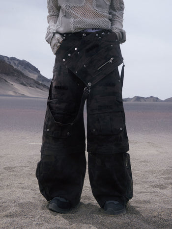 Personsoul Camouflage Overalls with Zip-Off Legs