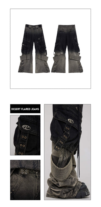 Personsoul Desert Distressed Flared Denim Jeans details
