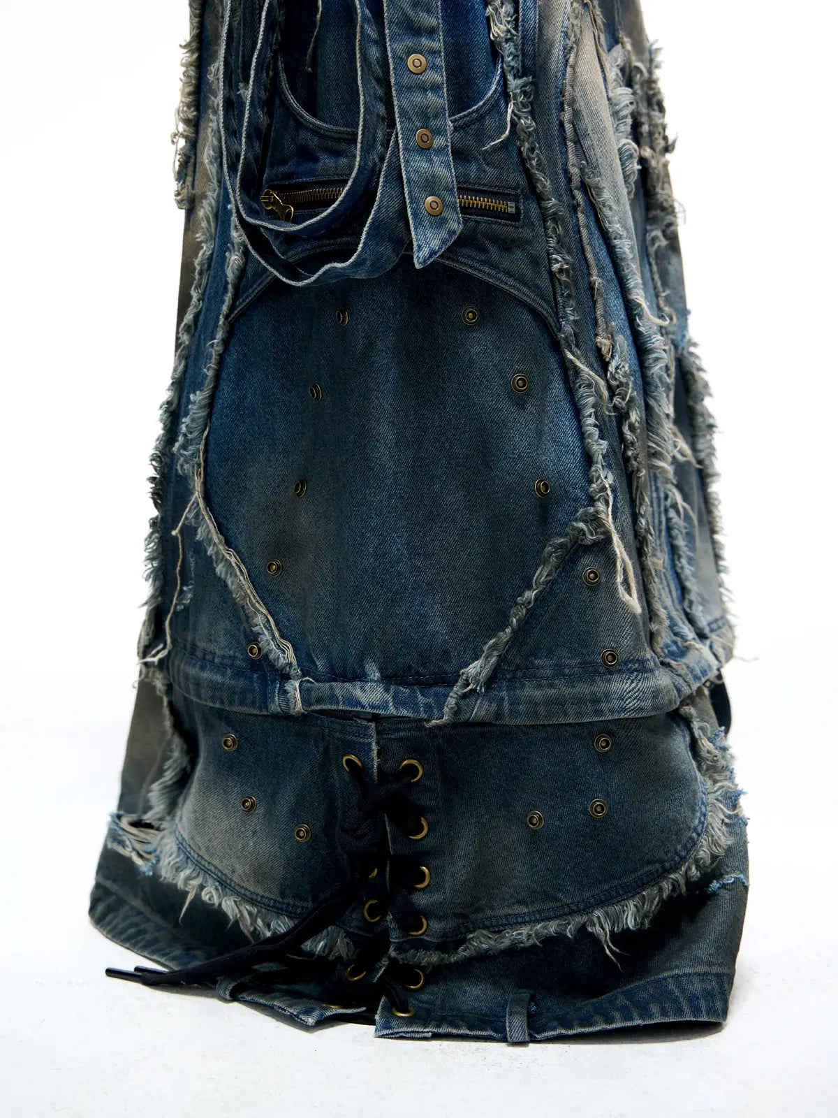 Personsoul Detachable Denim Cargo Skirt Detail