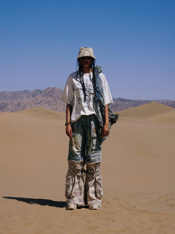 Personsoul Detachable Paneled Camo Baggy Jeans