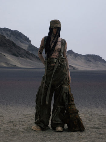 Personsoul Detachable Tactical Distressed Cargo Pants