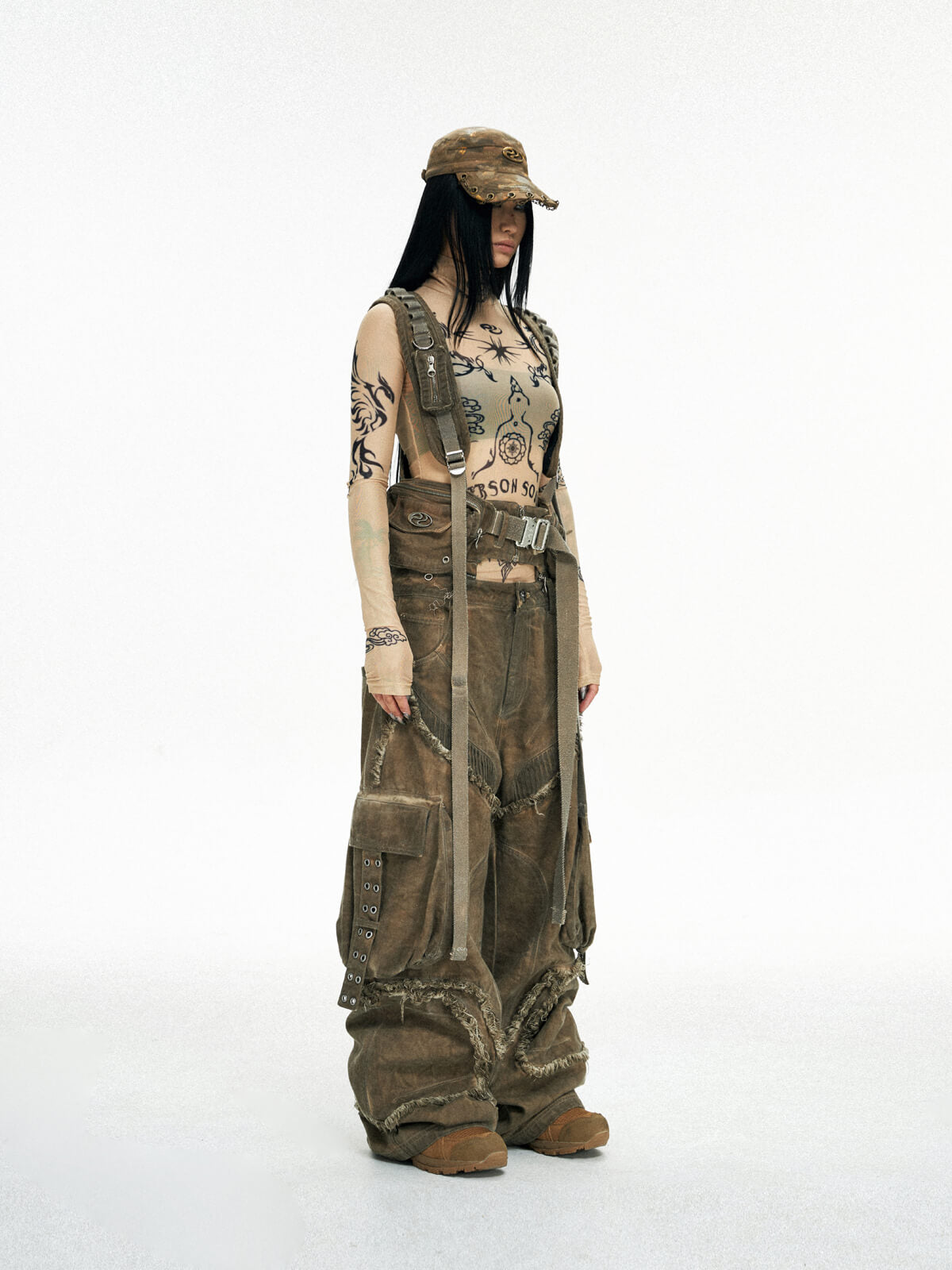 Personsoul Detachable Tactical Distressed Cargo Pants