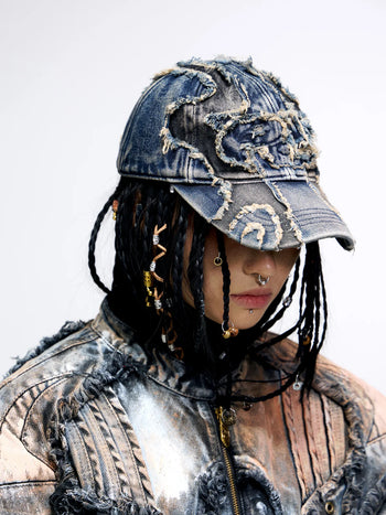 Personsoul Distressed Denim Baseball Cap