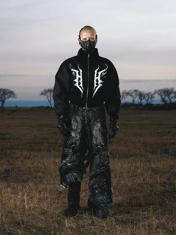 Personsoul Embroidered Cropped Down Jacket