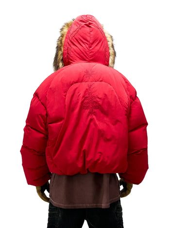Personsoul Embroidery Fur Collar Down Jacket