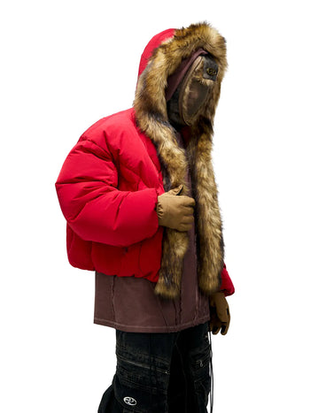 Personsoul Embroidery Fur Collar Down Jacket