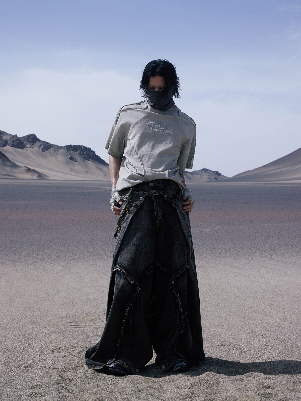 Personsoul Folded Structure Baggy Jeans - personsoul