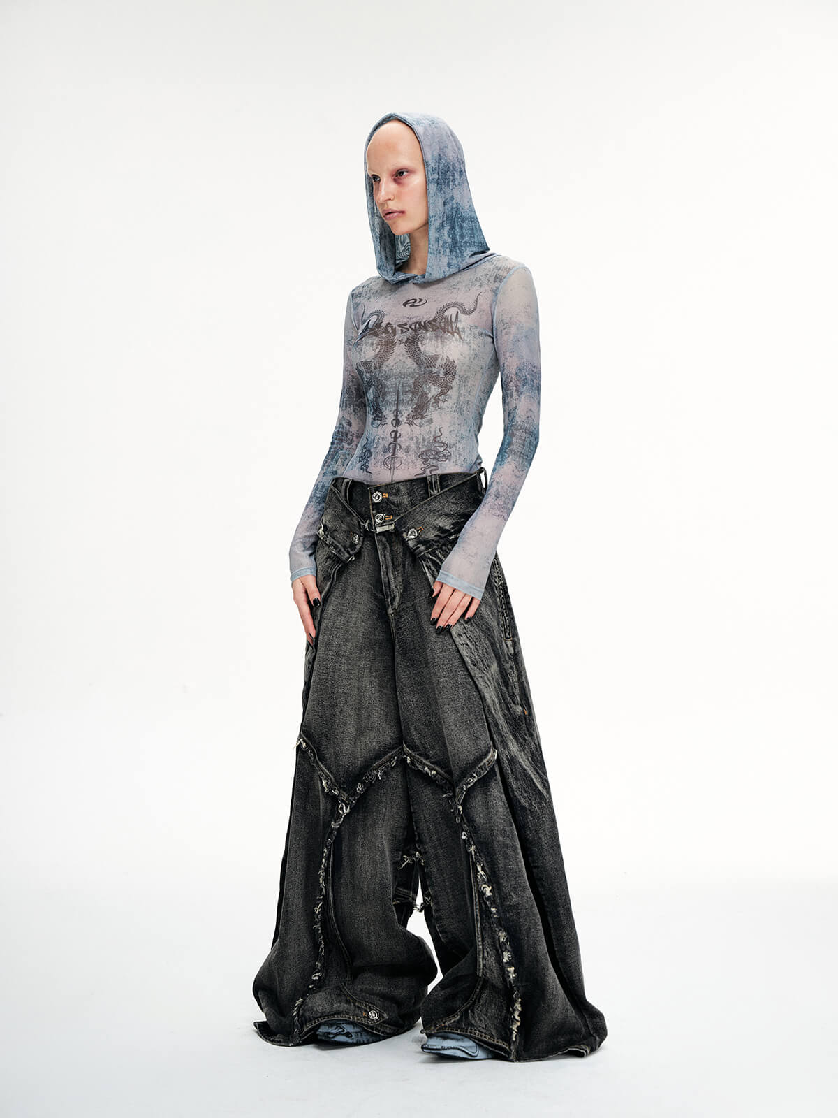 Personsoul Folded Structure Baggy Jeans - personsoul