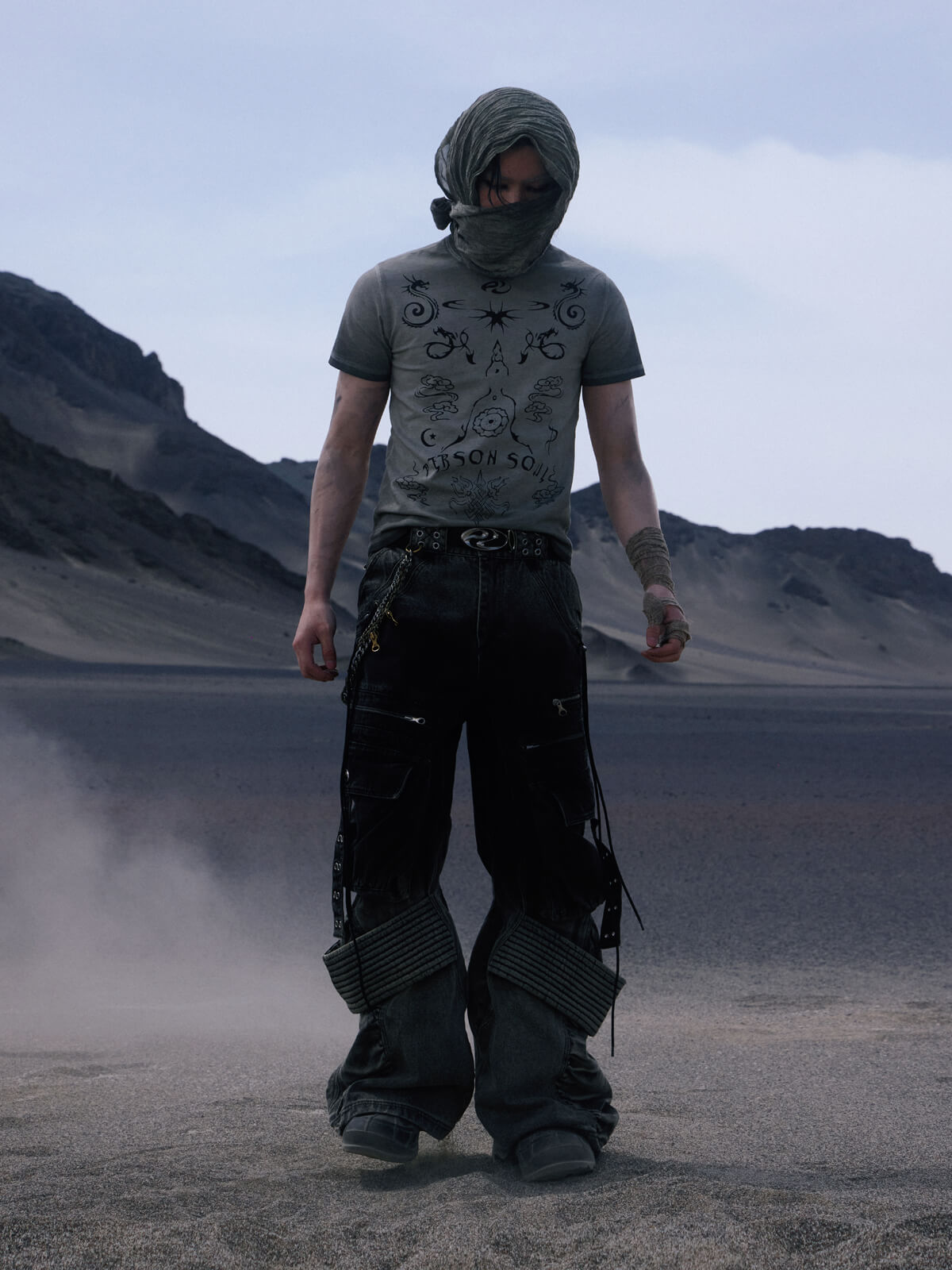 Personsoul Desert Distressed Flared Denim Jeans