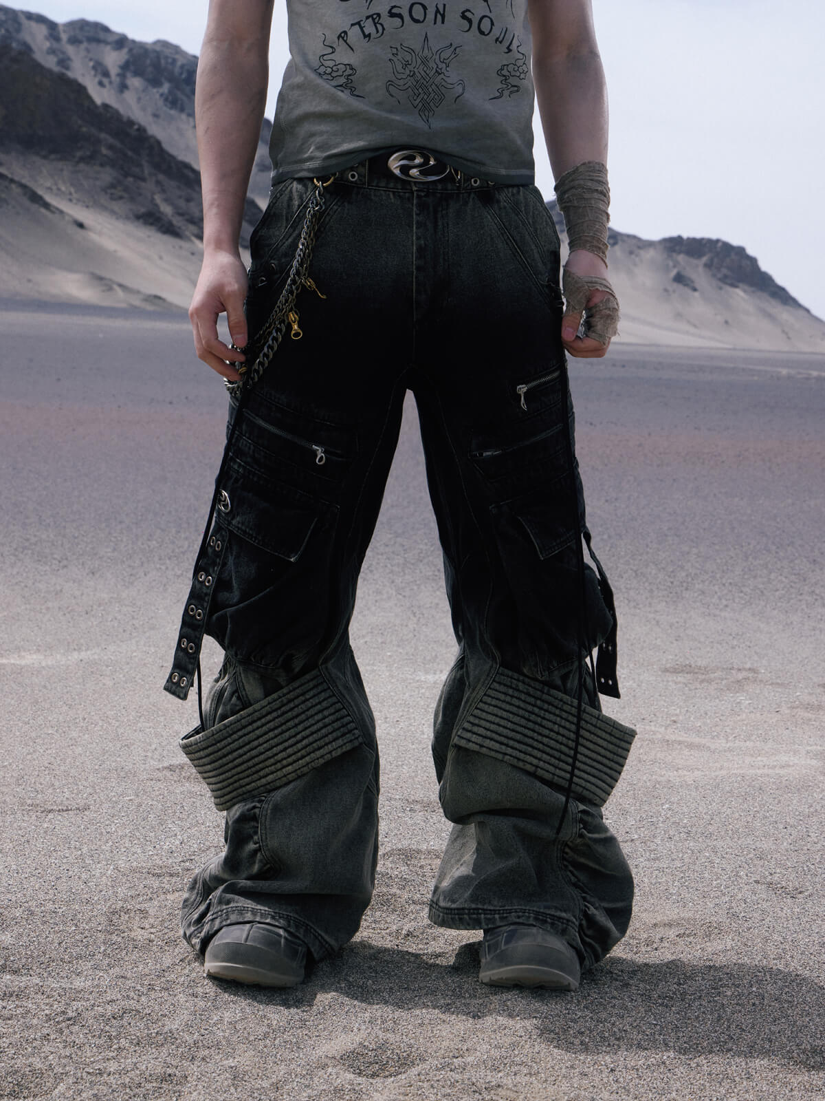 Personsoul Desert Distressed Flared Denim Jeans