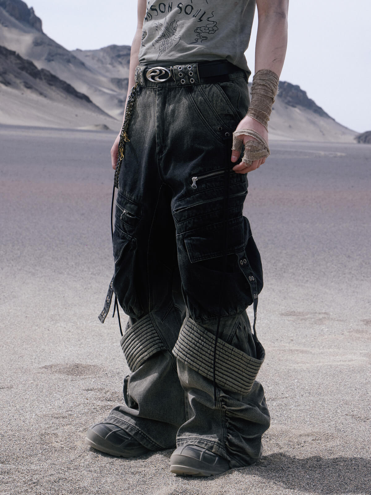 Personsoul Desert Distressed Flared Denim Jeans