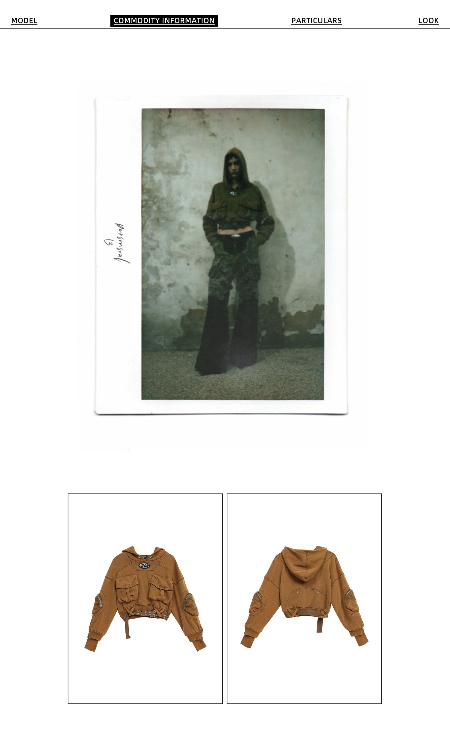 Personsoul Mutiple Pocket Short Hoodie