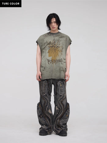 Personsoul Alien Baggy Ripped Denim Jeans