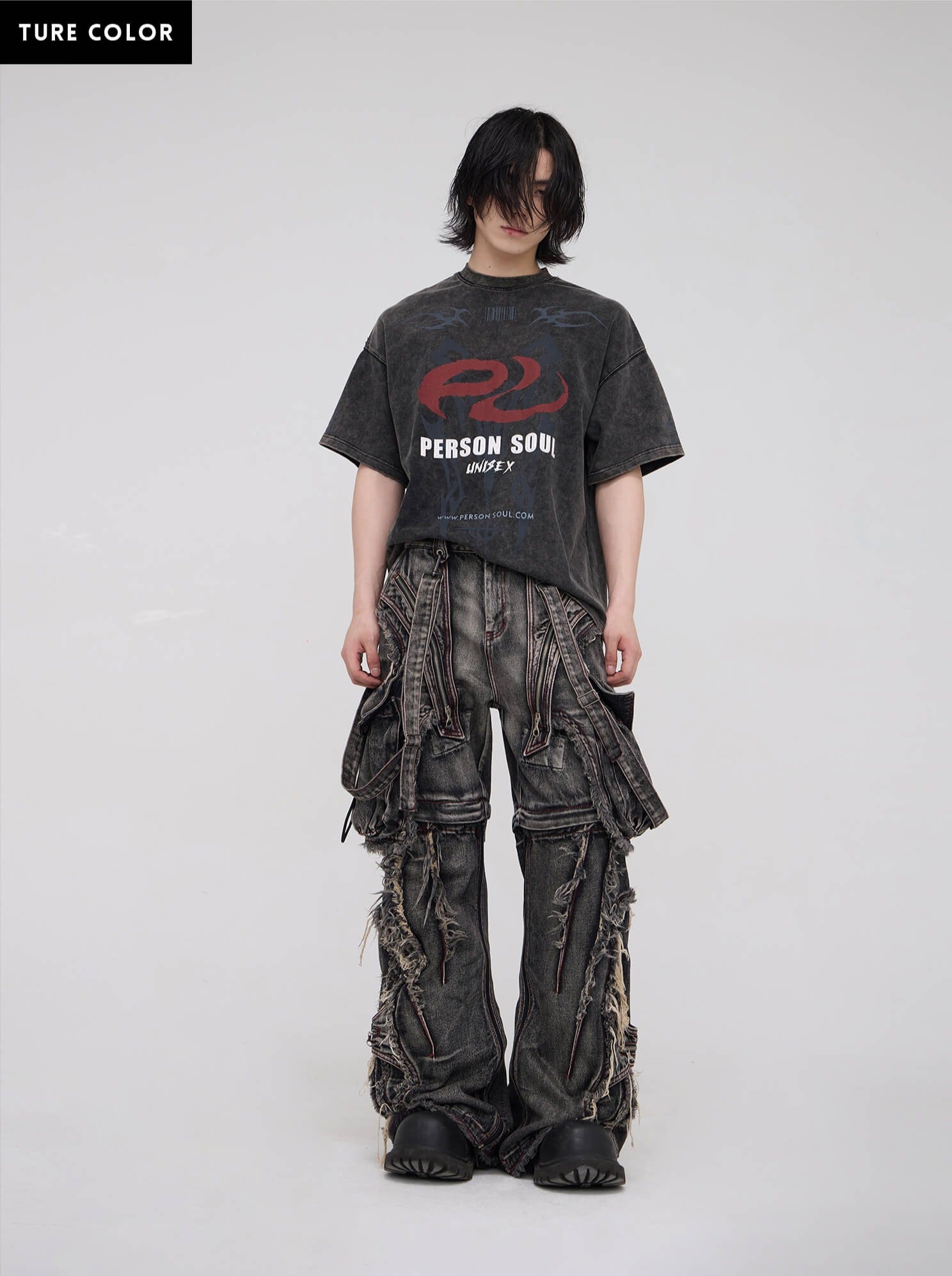 Personsoul Basic Logo Washed Oversized T-Shirt
