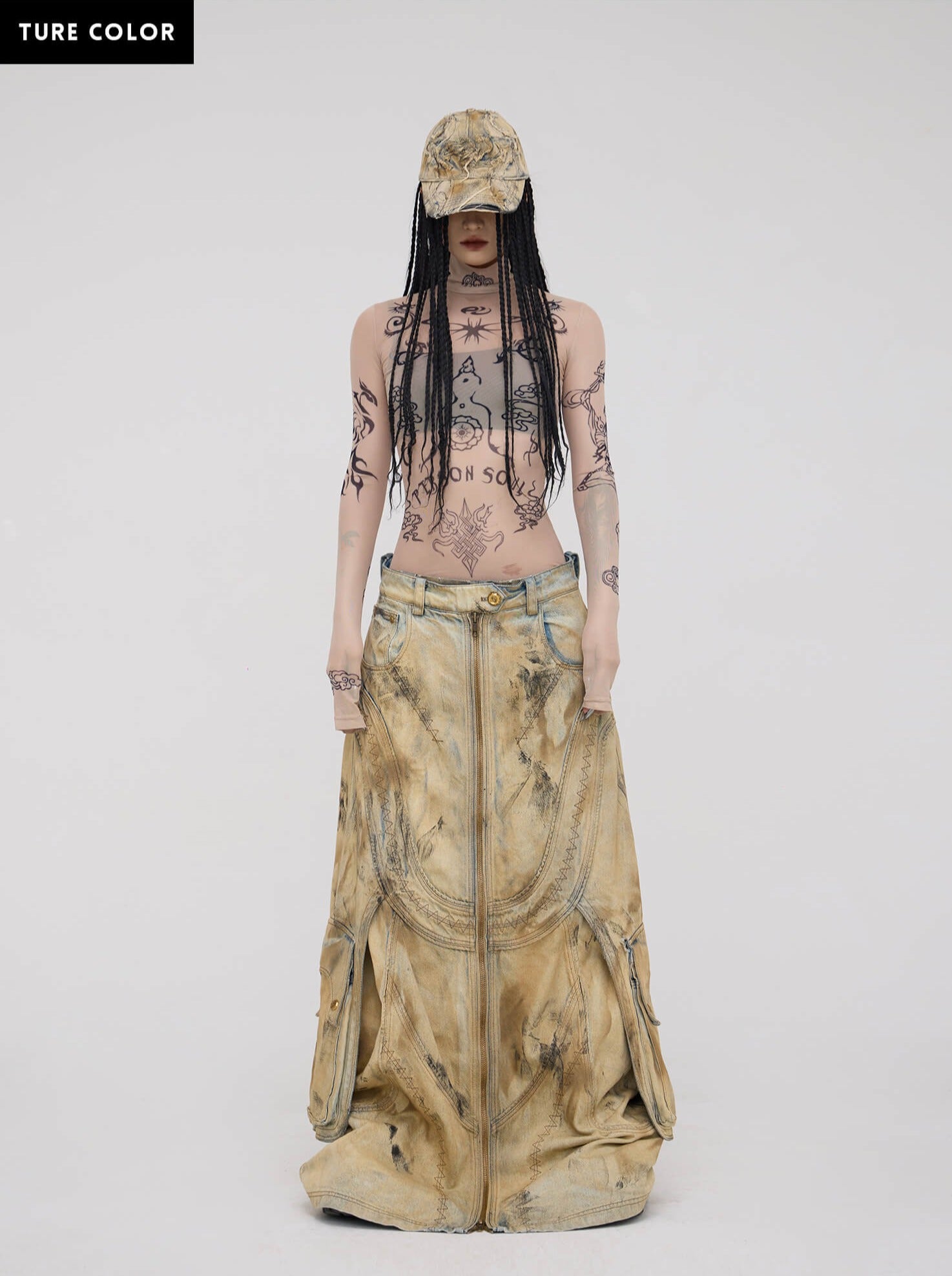 Personsoul Dirty Distressed Apricot Gaucho Pants