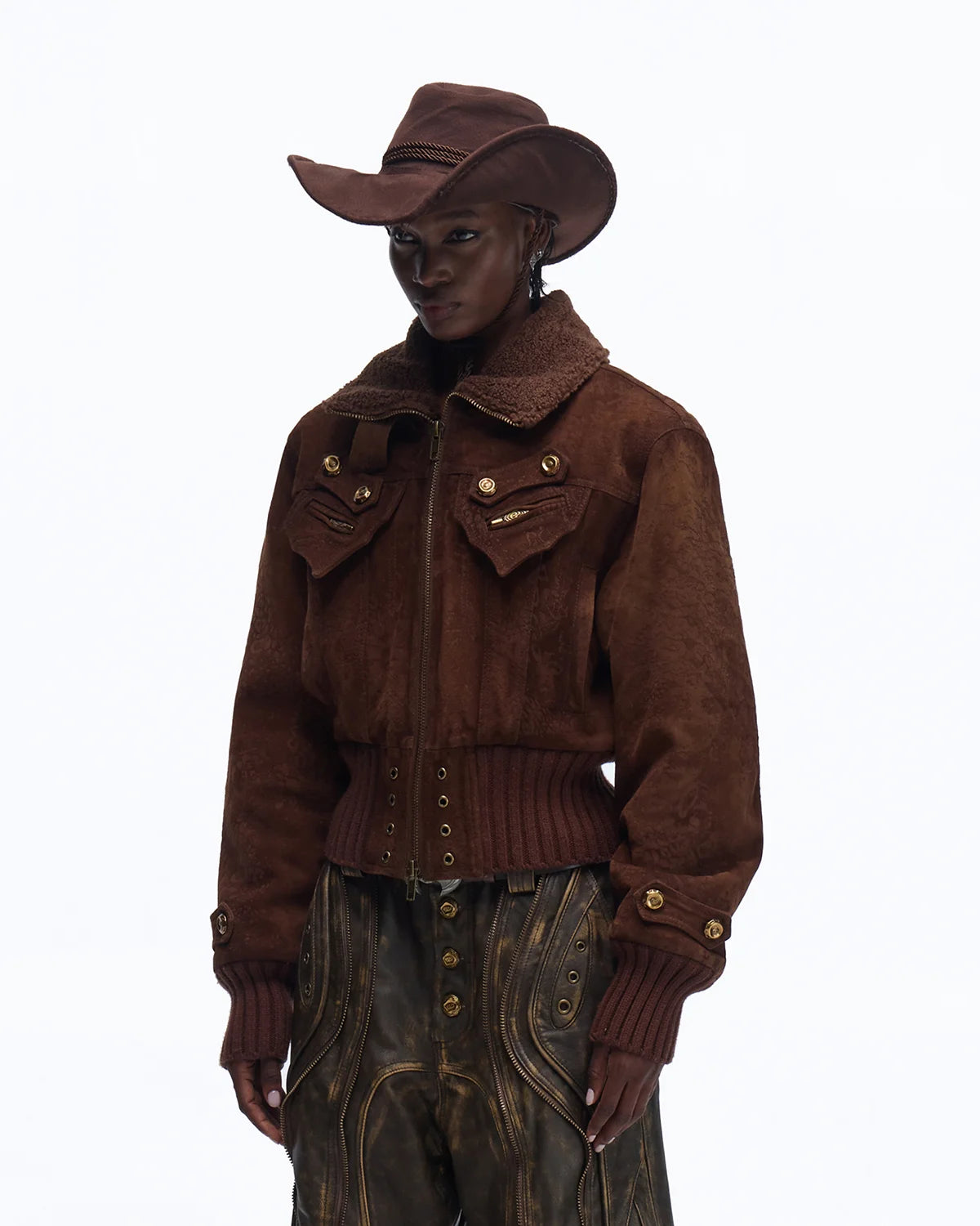 Personsoul Silk-finished Nubuck Cowhide Vintage Jacket
