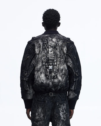 Personsoul Deconstructed & Washed Denim Utility Jacket