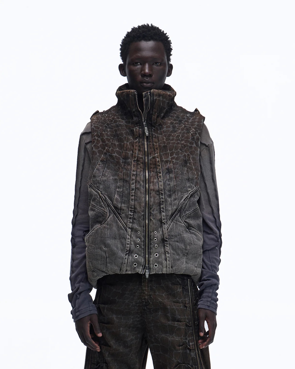 Personsoul Slub Denim Laser-Croc Vest