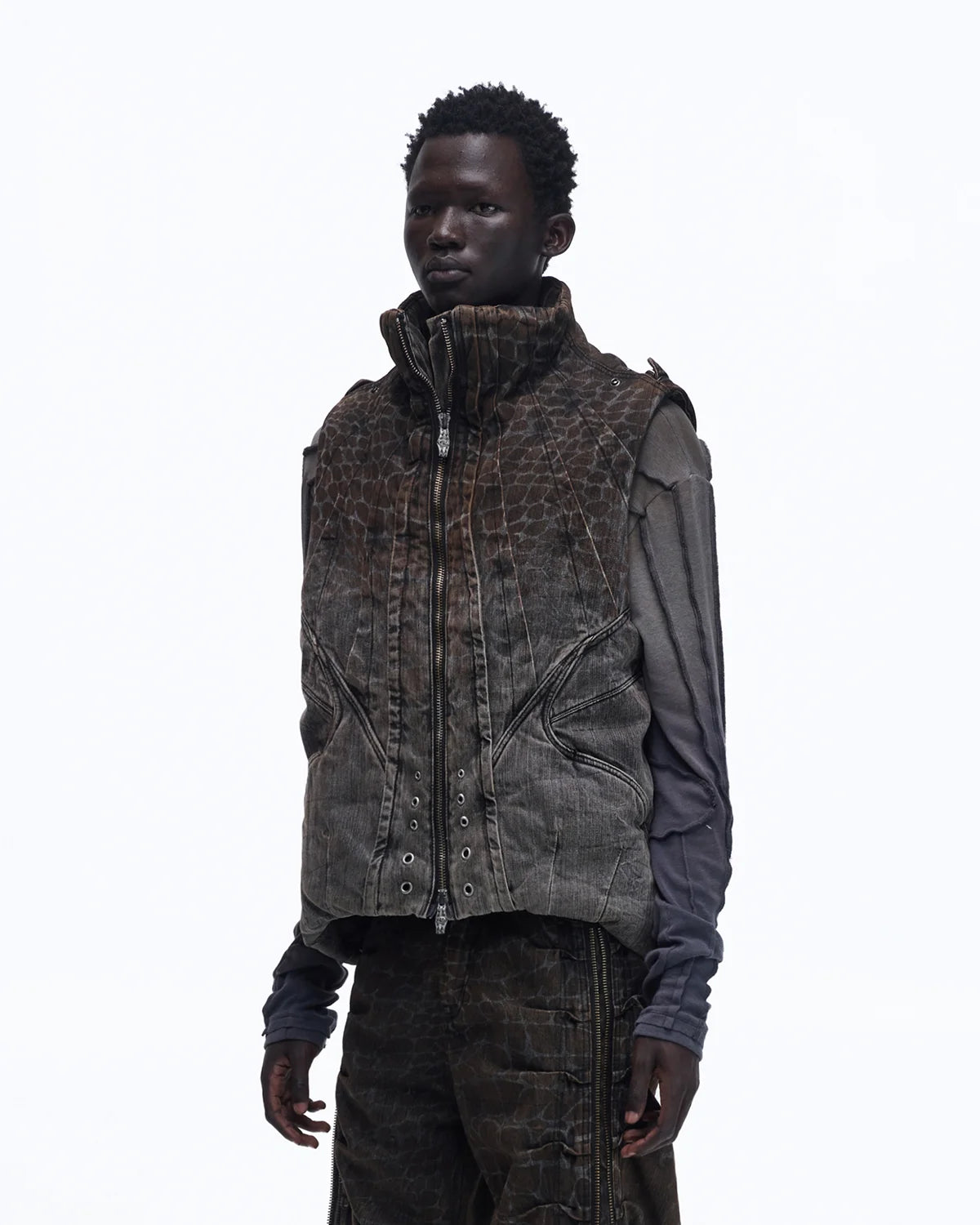 Personsoul Slub Denim Laser-Croc Vest