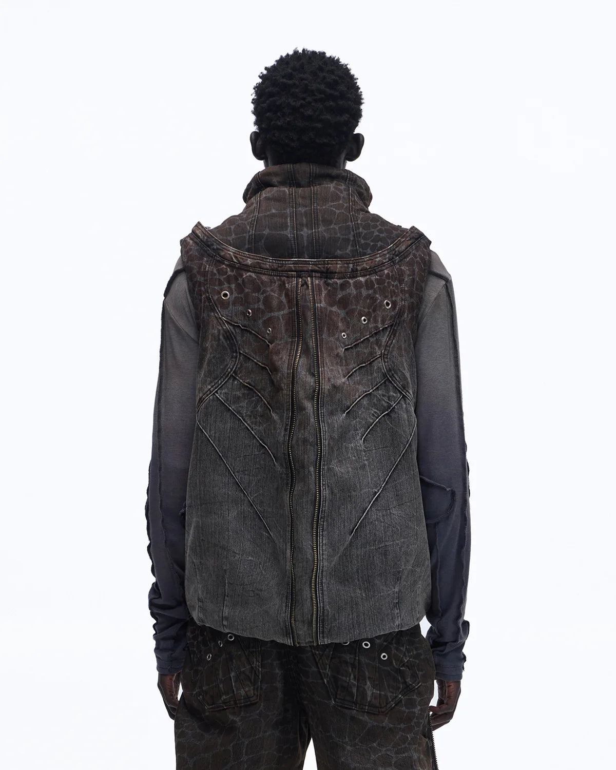 Personsoul Slub Denim Laser-Croc Vest