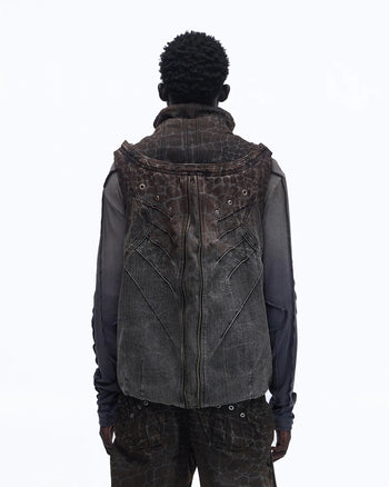 Personsoul Slub Denim Laser-Croc Vest