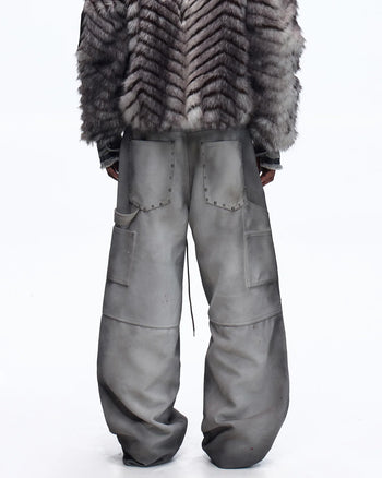 Personsoul Distressed Nubuck & Cowhide with Mushroom Studs Pants