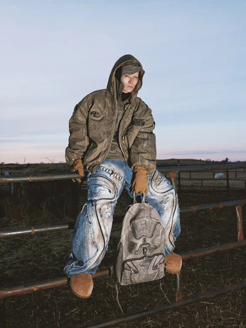 Personsoul Hand Brushed Stain Cotton Jacket