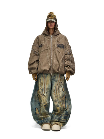 Personsoul Hand Brushed Stain Cotton Jacket - personsoul Personsoul Hand Brushed Stain Cotton Jacket - personsoul