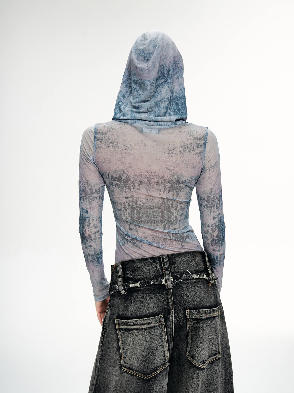 Blue Occult Hooded Mesh Top main image 0