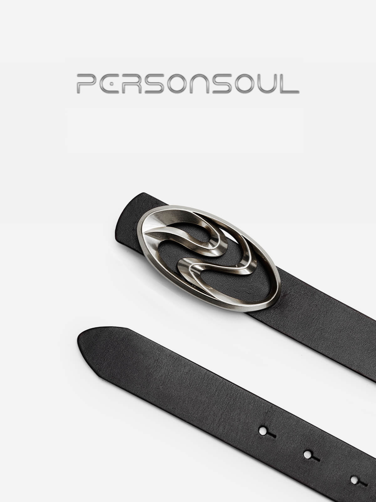 Personsoul Logo Silver Plated Leather Belt personsoul