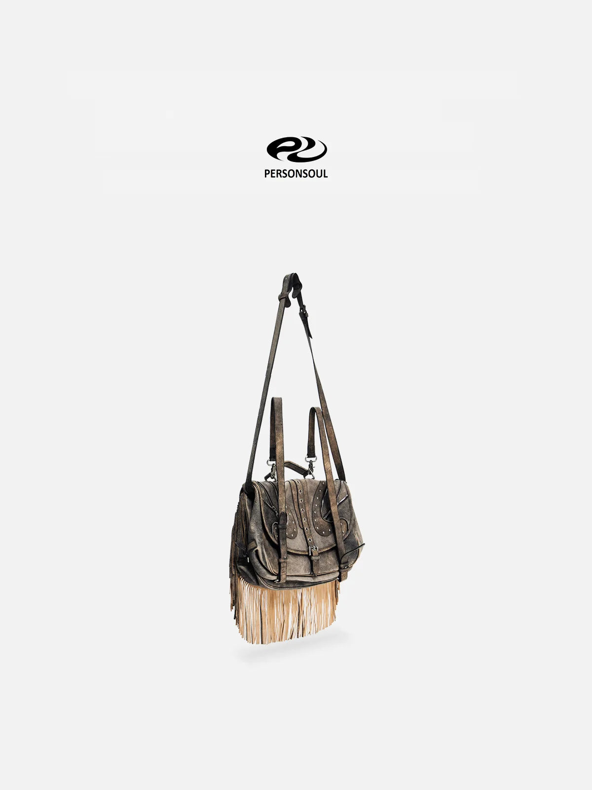 Personsoul Heavy-Duty Fringe Leather Messenger