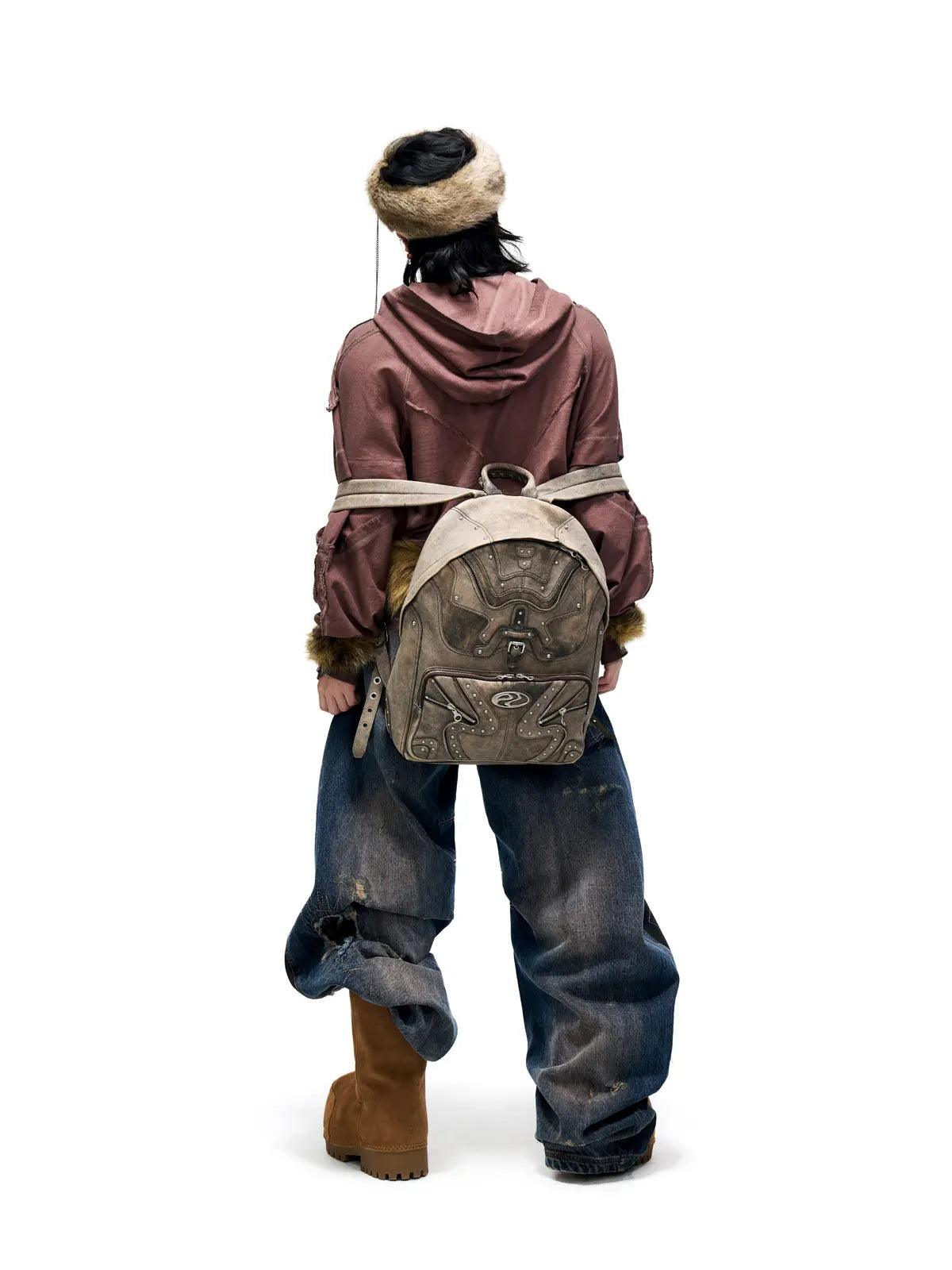 Personsoul Deconstructed Hoodies with Gradient Wash