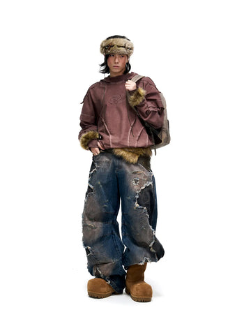 Personsoul Curved Blade Denim Jeans