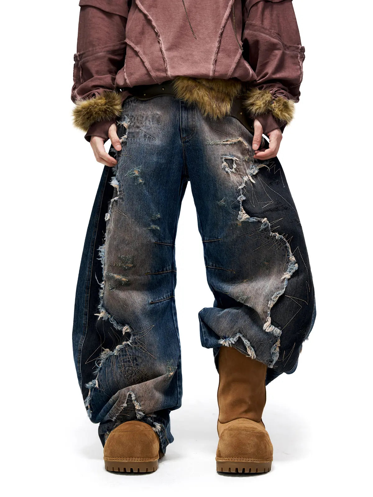 Personsoul Curved Blade Denim Jeans