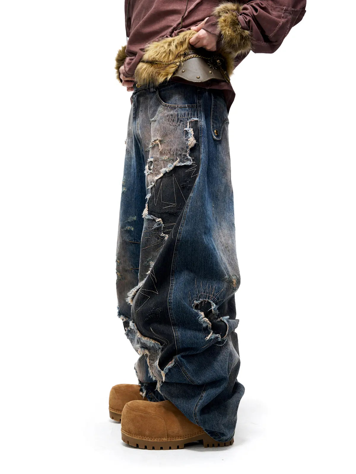 Personsoul Curved Blade Denim Jeans