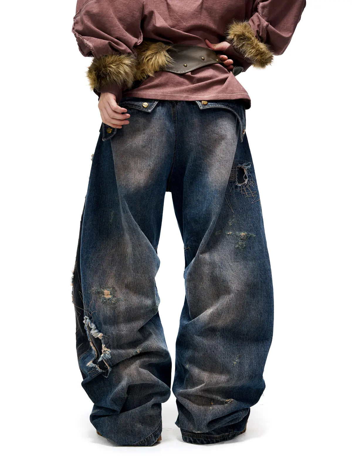 Personsoul Curved Blade Denim Jeans