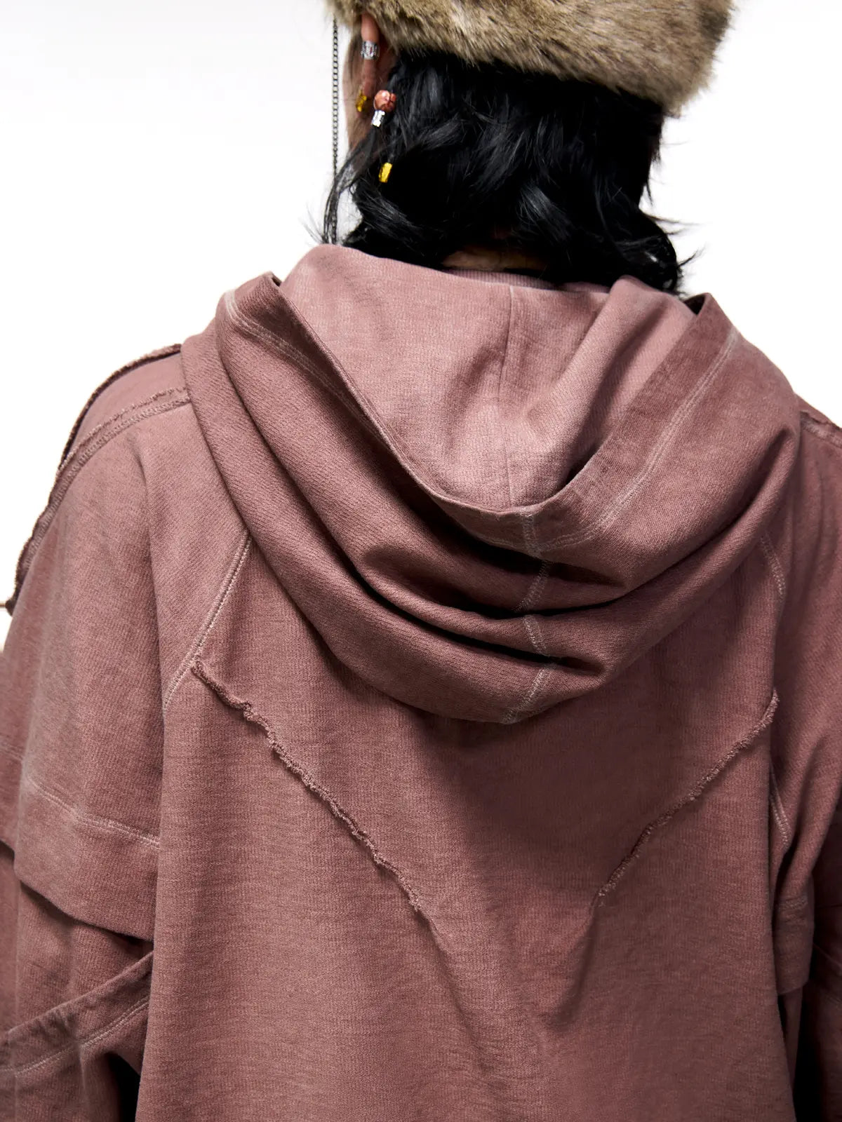 Personsoul Deconstructed Hoodies with Gradient Wash