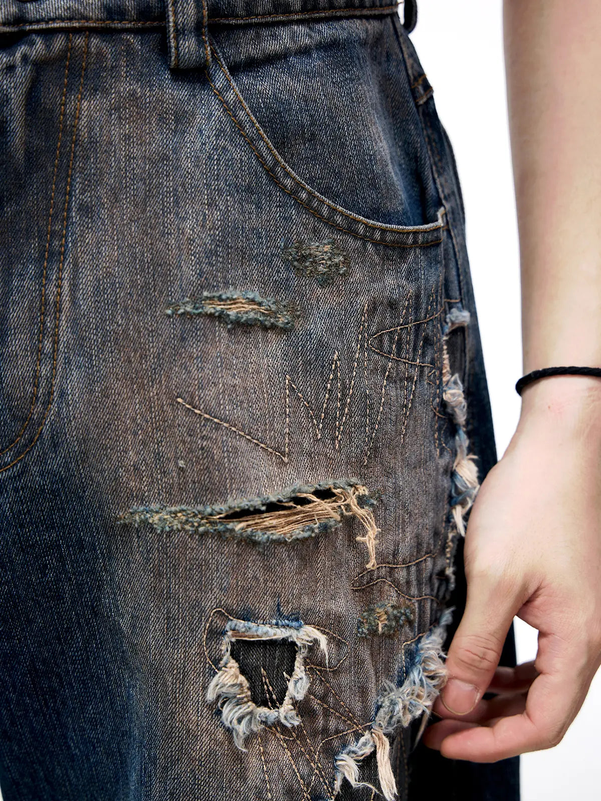 Personsoul Curved Blade Denim Jeans