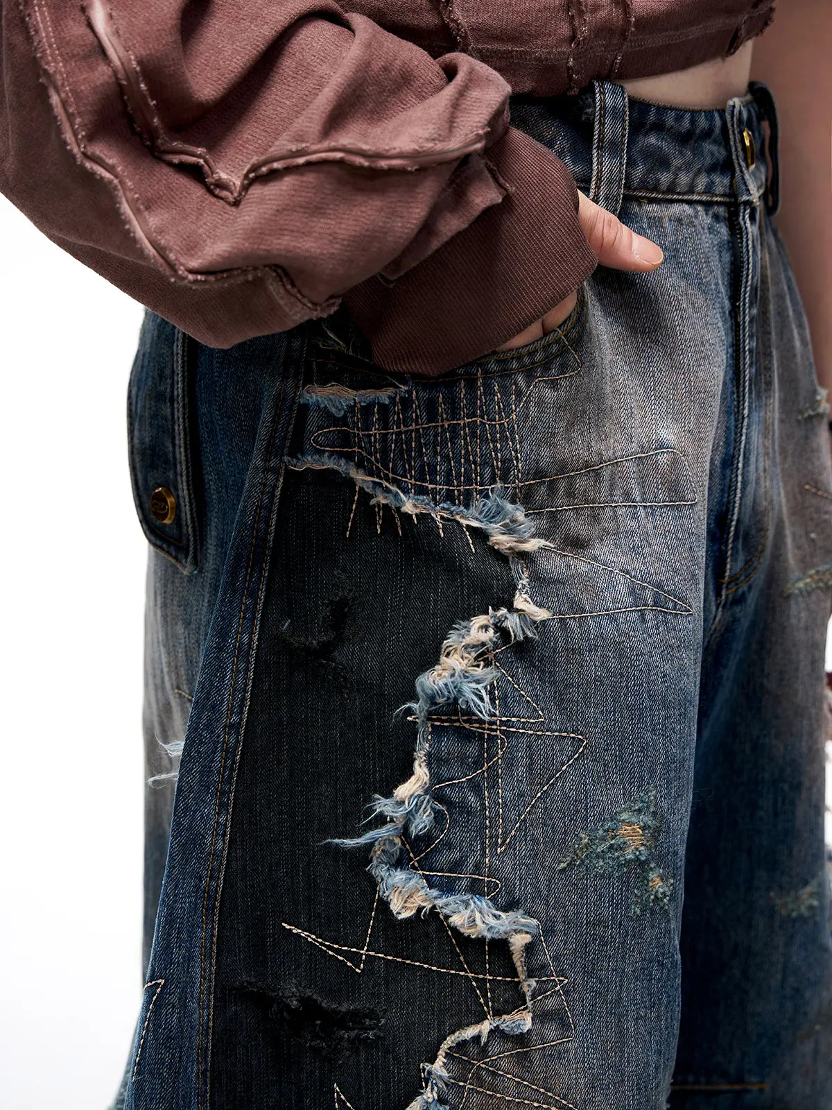 Personsoul Curved Blade Denim Jeans