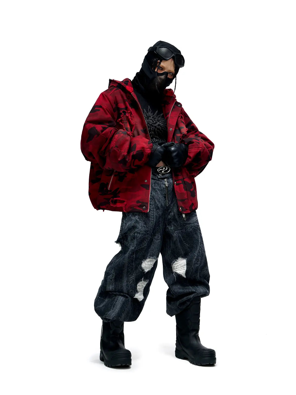Personsoul Red Camo Hoodie  Cotton Jacket